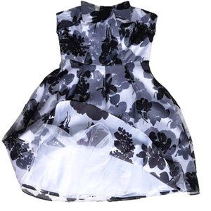 WHBM Black & White Silk 3-D Strapless Bloomcore Coquette Party Dress